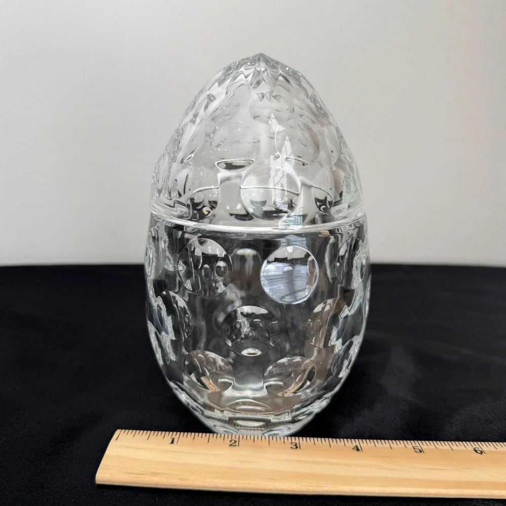 Godinger Crystal Legends Egg Trinket Box Candy Dish 24% Lead Crystal Made Poland